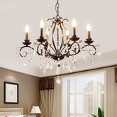 Traditional Black Metallic Pendant Chandelier with Crystal Accents - 6/8 Lights - This exquisite 6/8 Lights Candle Chandelier Traditional Black Metallic Pendant Ceiling Light with Crystal Accents is the perfect addition to any moder